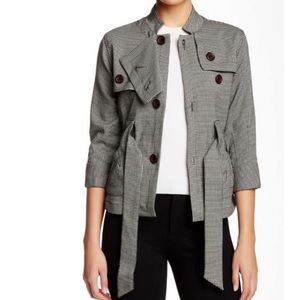 Vertigo Mandarin Collar Houndstooth Coat Size Small